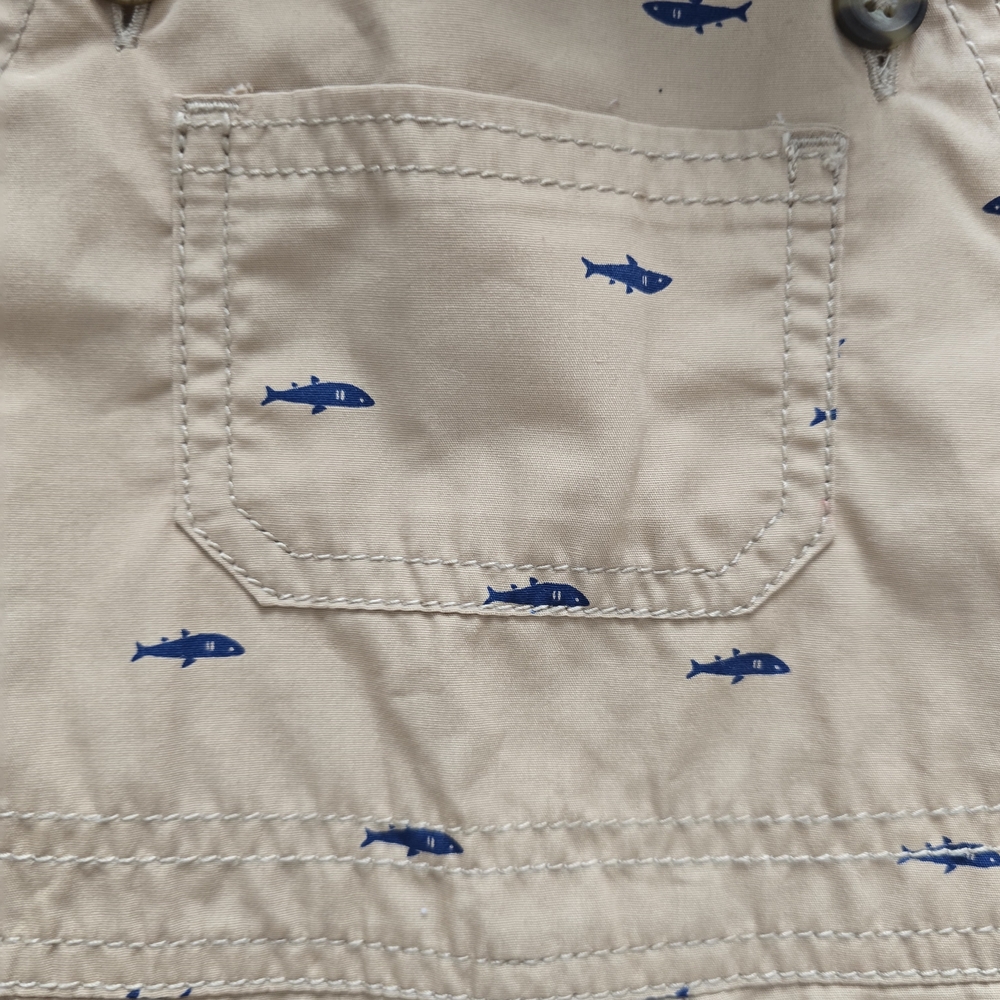 Carter's Tan Overalls with Shark Pattern - Picture 4 of 4